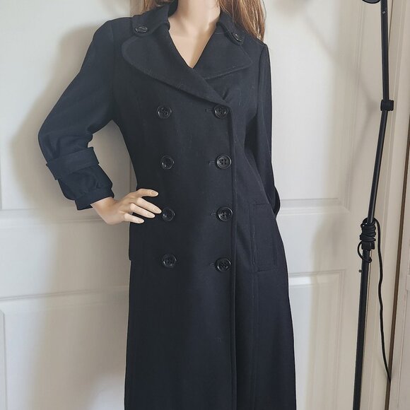 Edina Ronay London Black Wool Double-Breasted Pea Coat Small S - Picture 5 of 14